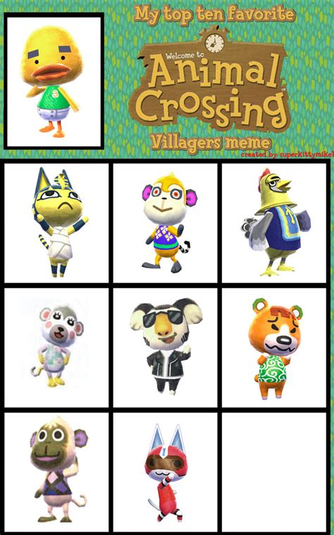 Top 9 Favorite Animal Crossing Villagers Meme . by SafooChan on DeviantArt