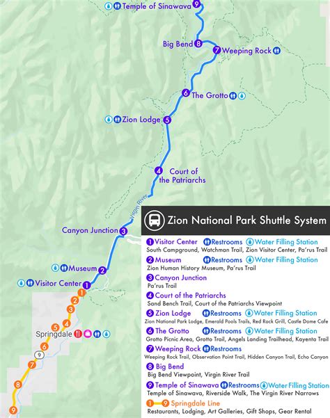 Zion National Park Shuttle Map - Zion National Park