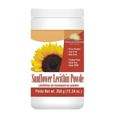 Sunflower Lecithin Powder, 350 g. (Non-GMO, Kosher) - Source of Life Naturals | Sunflower ...