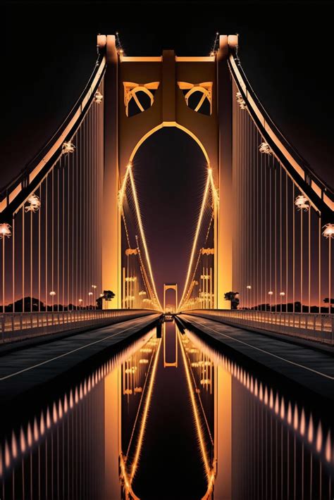 Illustration of bridge. Night view. Generative Ai. 22757669 Stock Photo ...