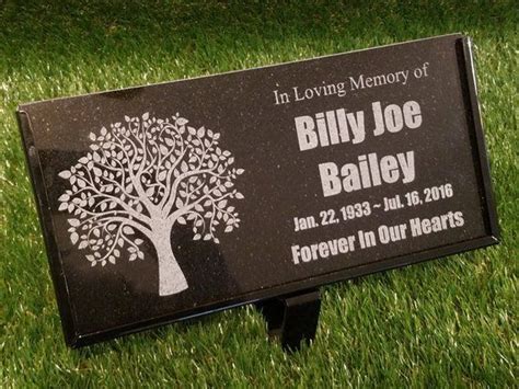 Personalized Tree Planting Ceremony Stone Memorial Engraved Marker Granite 6" x 12" garden ...