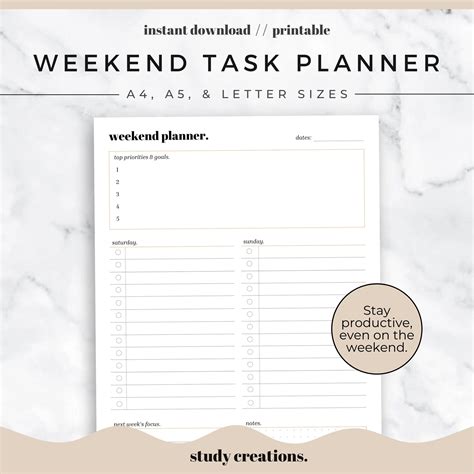 Weekend Planner Printable Weekend Task Planner To-do List Printable Saturday and Sunday A4, A5 ...