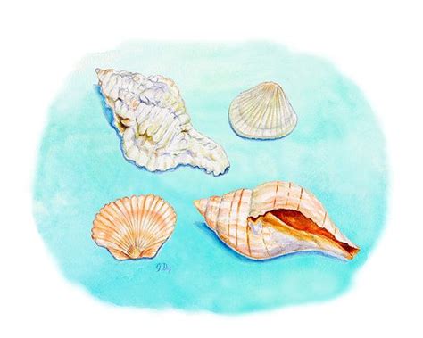 Seashells Watercolor Painting Fine Art Print 8 x 10 Seashells Wall Decor Beach Home Wall Decor ...