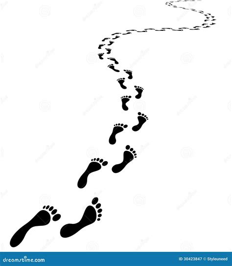 Footprints Vanishing into the Distance Stock Illustration ...