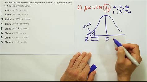 How to find critical values for a hypothesis test using a z or t table, part 2 - YouTube