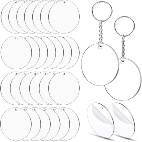 Buy Acrylic Keychain Blanks Bulk, 30Pcs 3 Inch Round Acrylic Circle ...