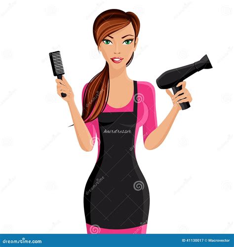 Woman hairdresser portrait stock vector. Illustration of hair - 41130017