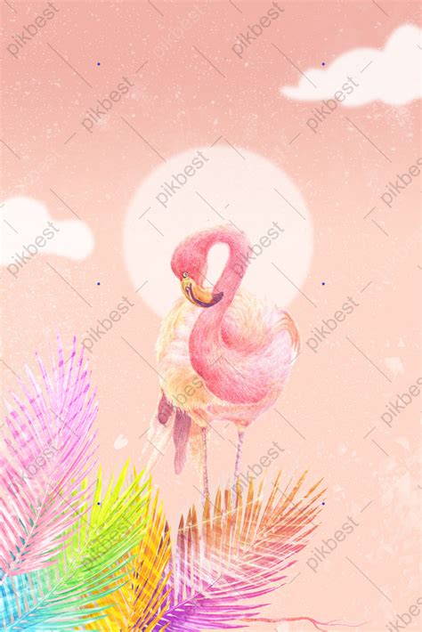 Pink Romantic Minimalistic Flamingo Background Backgrounds | PSD Free ...