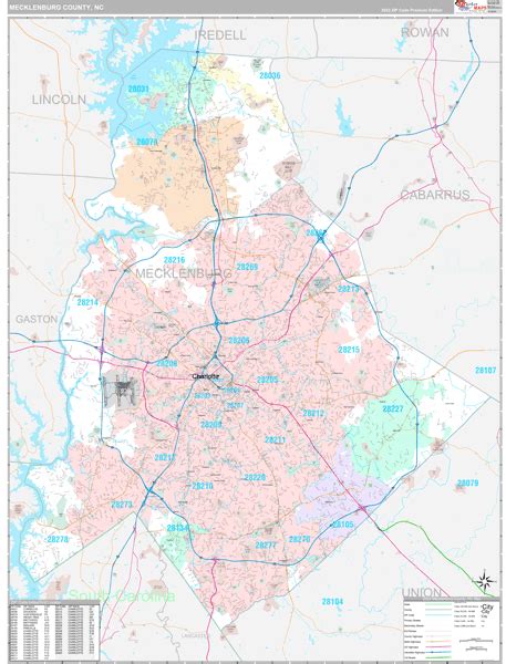 Mecklenburg County, NC Wall Map Premium Style by MarketMAPS - MapSales