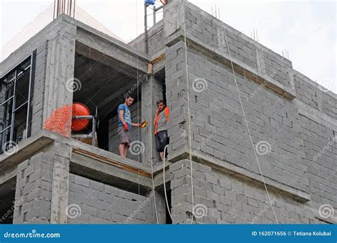 The Process Of Building Wall Insulation Using Polystyrene Stock Image ...
