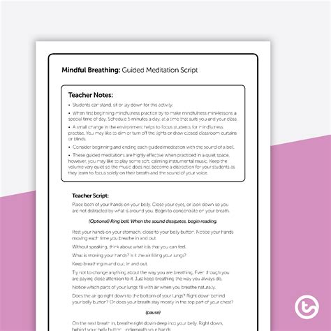 Mindful Breathing – Guided Meditation Script Teaching Resource ...