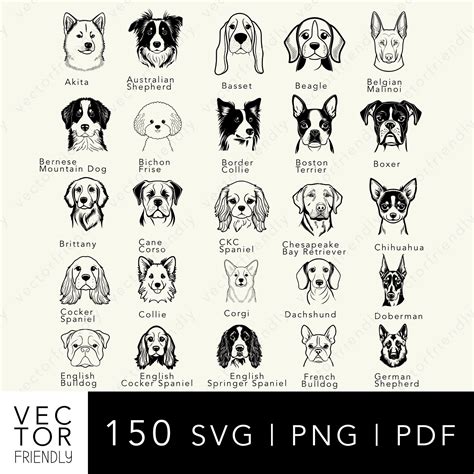 Dog Head SVG Bundle Dog Breed SVG Bundle Dog Face SVG Dog - Etsy