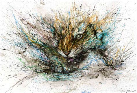 Splattered Ink Animal Paintings By Chinese Artist Hua Tunan