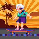 Grandma on a skateboard:a tenacious pensioner (by datajem) - play ...