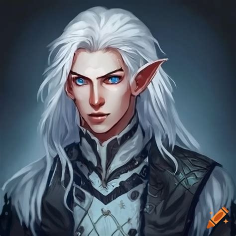 Dungeons and dragons, very young, male handsome eladrin, long white ...