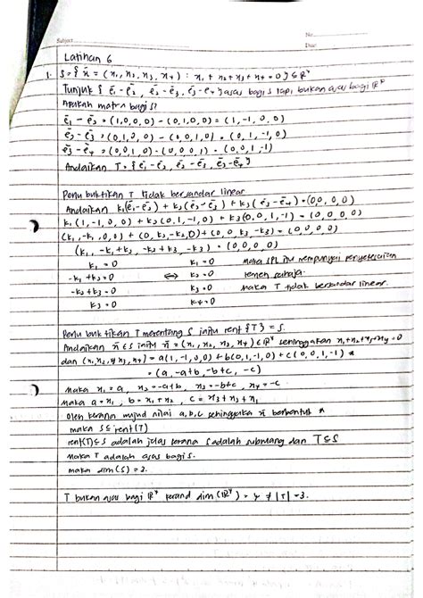 Latihan 6 - ALJABAR LINEAR - Studocu