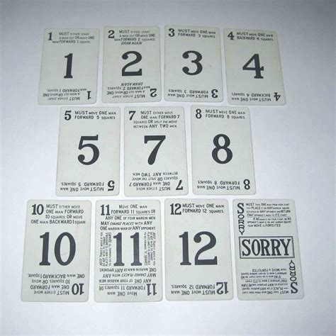 Vintage Playing Cards with Numbers from Sorry Game Lot of 11