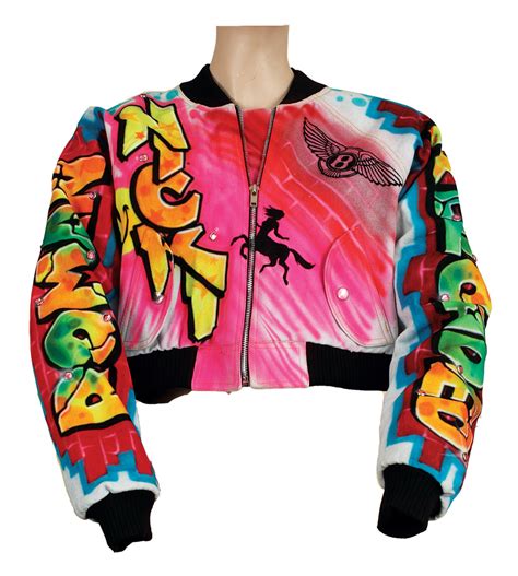 Lot Detail - Nicki Minaj "Pink Friday Tour" Stage Worn Jeremy Scott Custom Made Graffiti Jacket