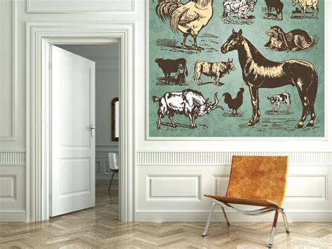 Vintage farm animals Wall Mural | Vintage farm, Wall murals, Panoramic wall art