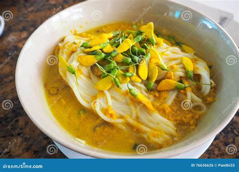 Num Banh Chok, or Traditional Cambodian Rice Noodles Stock Photo - Image of serving, healthy ...