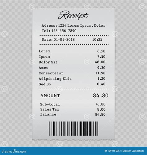 Illustration of Receipt Template Stock Illustration - Illustration of symbol, template: 129915676