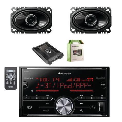 Pioneer Vehicle Digital Media 2DIN Receiver with Bluetooth with Pioneer 2-Way 200W Car Speakers ...