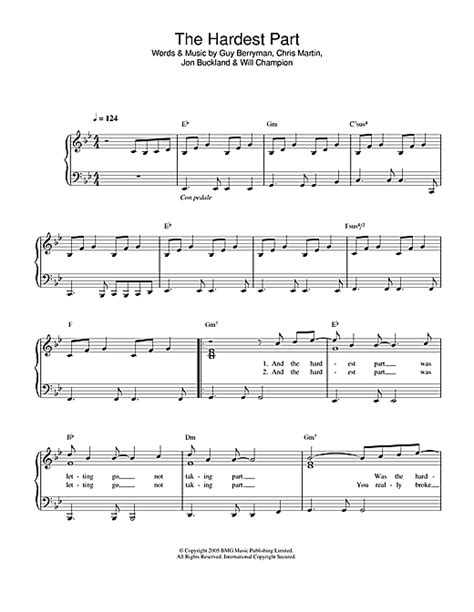 The Hardest Part sheet music by Coldplay (Easy Piano – 32731)