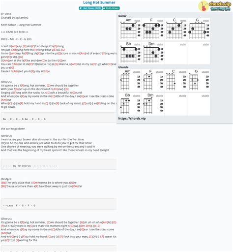 Chord: Long Hot Summer - Keith Urban - tab, song lyric, sheet, guitar ...