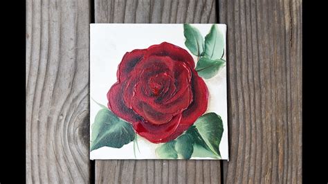 Easy Acrylic Paint a Red rose - Painting a Day #2 - YouTube