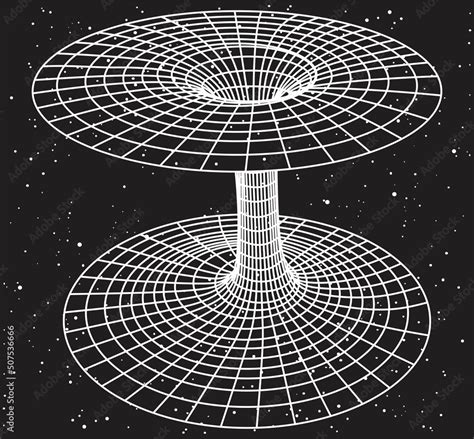 Relativity theory concept black hole wormhole sketch space star field background relationship ...