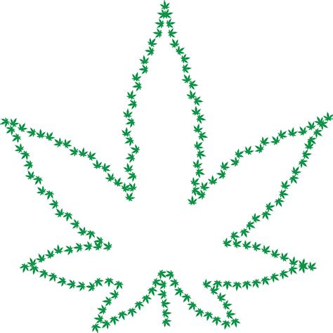 Free Clipart Of A green pot leaf outline made of marijuana leaves