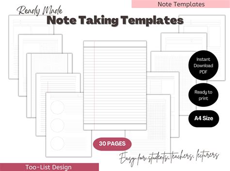 Digital Note Taking Templates, Printable Templates, Cornell Notes ...