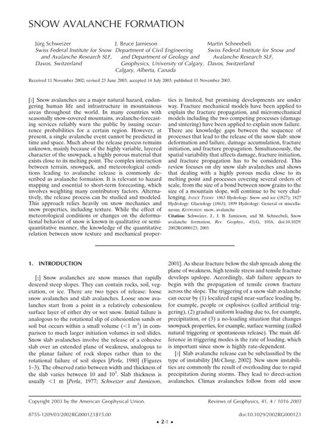 (PDF) Snow avalanche formation