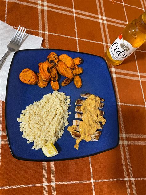 Pork Chop with tomato cream sauce, Israeli couscous and carrots : r/everyplate