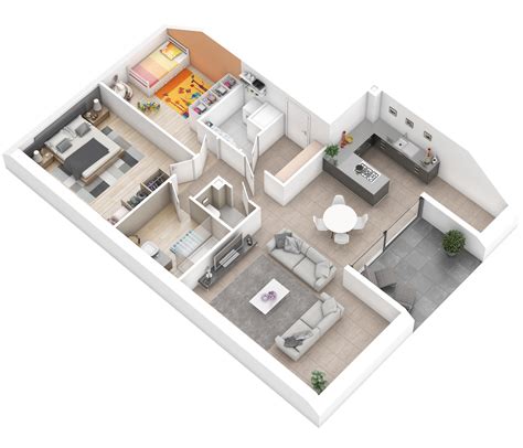 Épinglé par Anna Nozadze sur Résidence des Grands Prés | Plan maison 2 chambres, Idee plan ...