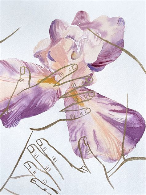 Peach Iris Sacred Bloom - Watercolor Painting — Jahje Ives