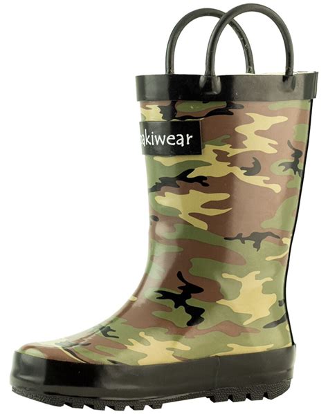 Army Camo Loop Handle Rubber Rain Boots (Army Camo / 3Y) - Walmart.com