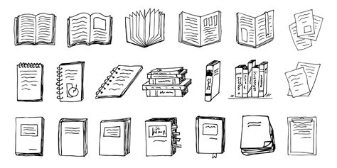 Vector book and notepad clipart set. Hand drawn school illustration ...