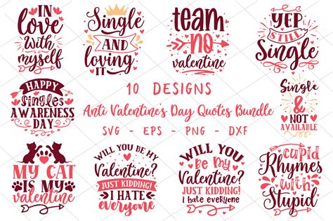 Anti Valentine's Day Quotes Bundle Graphic by Creative Canvas · Creative Fabrica