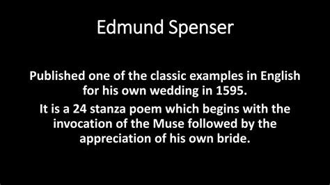 Epithalamion by Edmund Spenser: Summary and Analysis | PPT