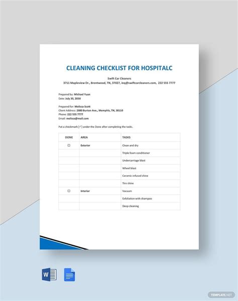 FREE Cleaning Checklist Templates & Examples - Edit Online & Download ...