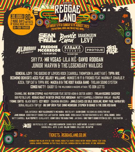 Reggae Land 2023 Milton Keynes Line-up, Tickets & Dates Aug 2023 – Songkick