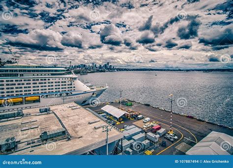 Cruise Ship Pier 91 in Seattle Washington Editorial Stock Image - Image ...