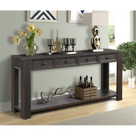 Home & Kitchen Distressed Walnut Sofa Table with Storage Console Tables for Entryway with ...