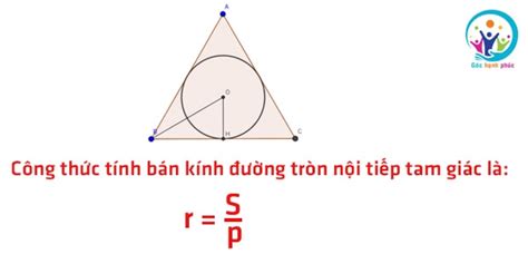 Công thức tính bán kính đường tròn nội tiếp tam giác và bài tập có lời giải