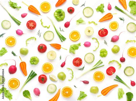 Wallpaper abstract composition of fruits and vegetables. Food pattern vegetables. Healthy food ...