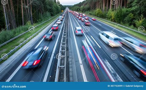 Long Exposure Aerial View of Urban Traffic on Motorway at Rush Hour Stock Illustration ...