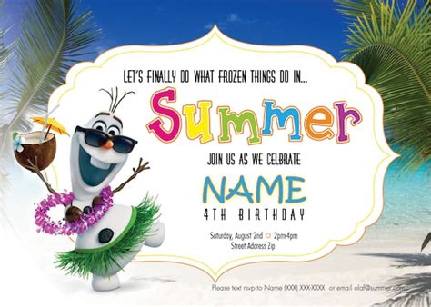 Items similar to Disney Frozen Olaf Summer Birthday Party Invitation ...