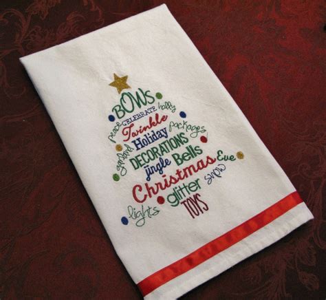 Embroidered Christmas Kitchen Towel Tea Towel Dish Towel - Etsy