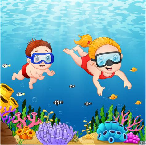 Best Cartoon Of People Swimming Underwater Illustrations, Royalty-Free ...